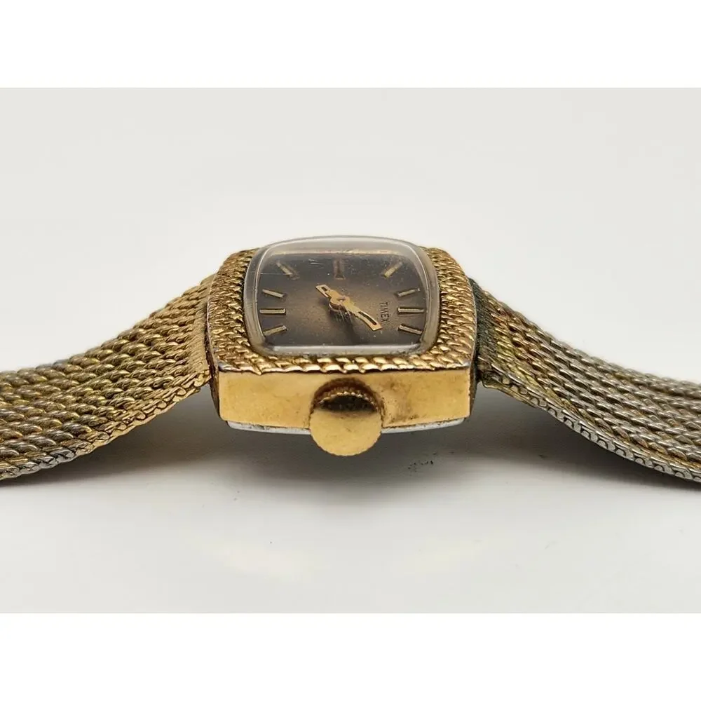 Vintage 1950s Timex Ladies Gold Dial Wind-Up Watch w/Mesh Band - PARTS/ REPAIR